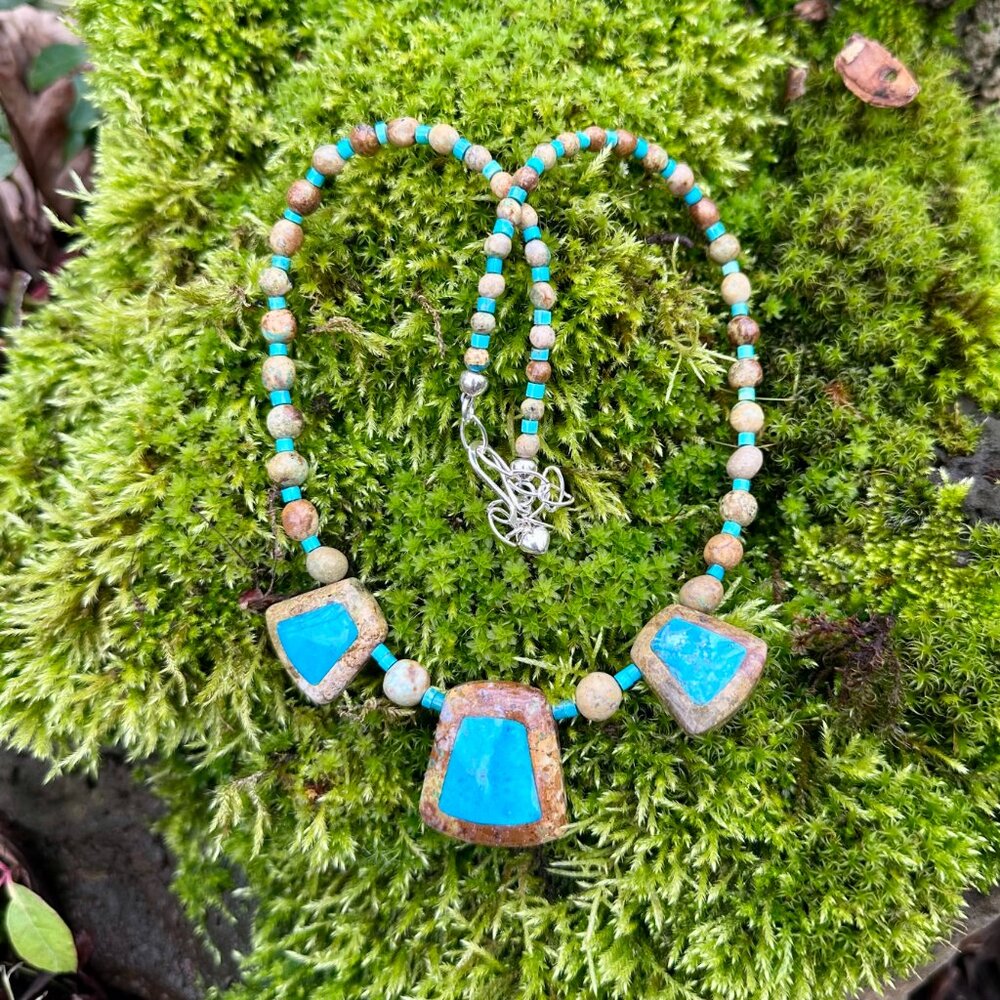 NWT | Jay King Turquoise & Jasper Necklace | Sterling Silver | 18-21” (517) - Picture 5 of 13